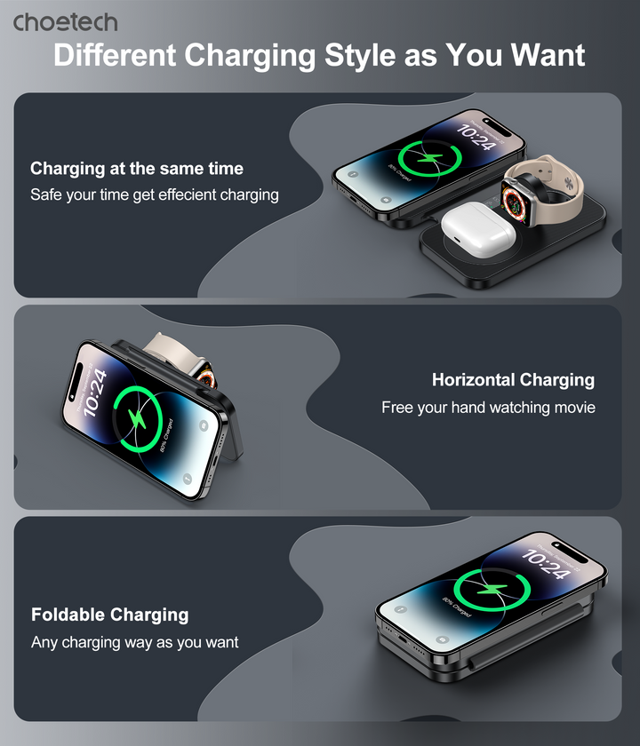 3-in-1 Magnetic Foldable Wireless Charger