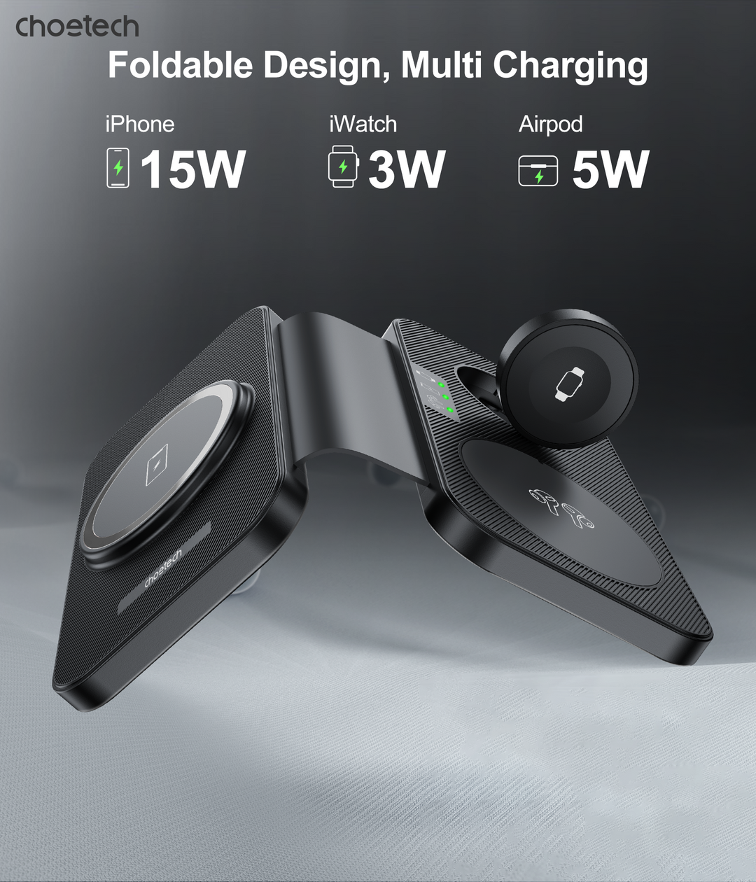 3-in-1 Magnetic Foldable Wireless Charger